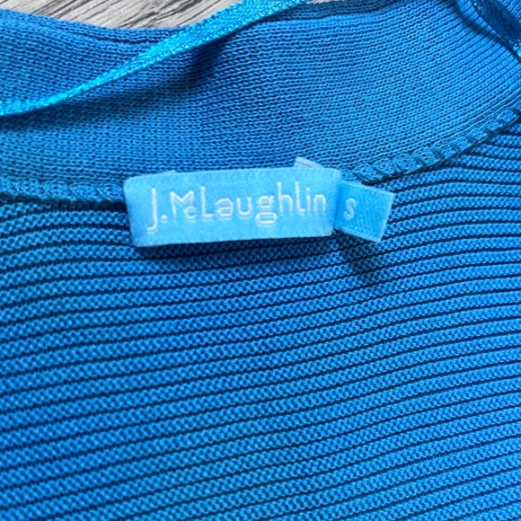 J. Mclaughlin Cropped Open Front Ribbed Cardigan - Blue size small - Picture 3 of 8